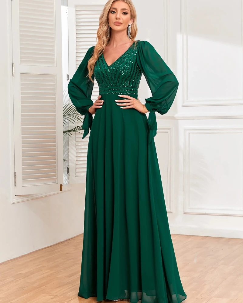 vestido verde manga longa madrinha